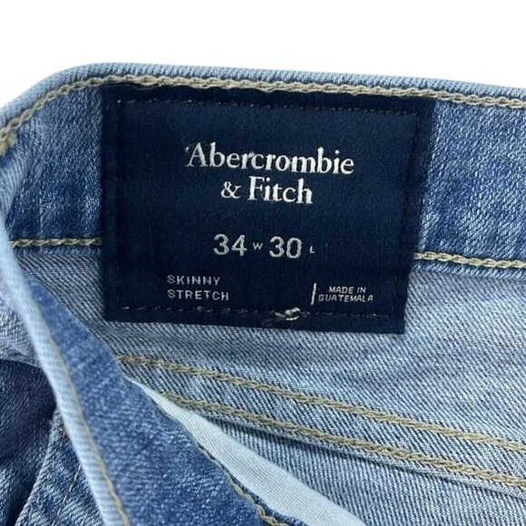 Abercrombie & Fitch Jeans Skinny Stretch Light Wash Distressed Men’s Size 34 - Picture 9 of 9